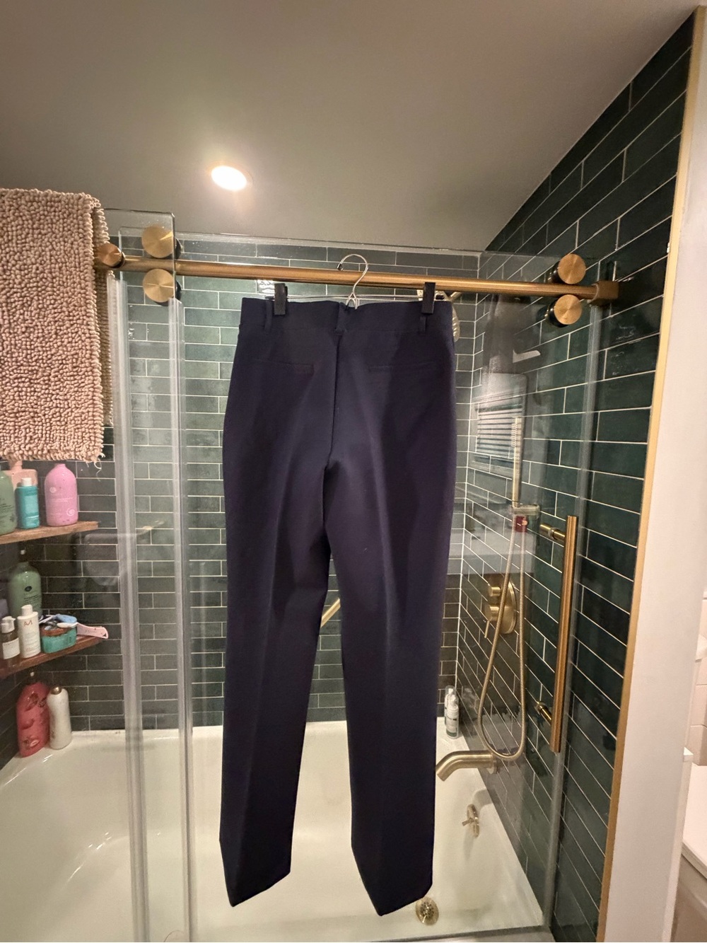 Quince Navy Blue Ponte Knit Straight Leg Trousers Size M